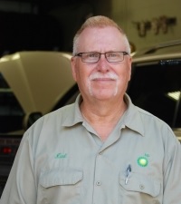 Karl Larsen, manager of Buchanan's Service at 50th & Dodge in Omaha